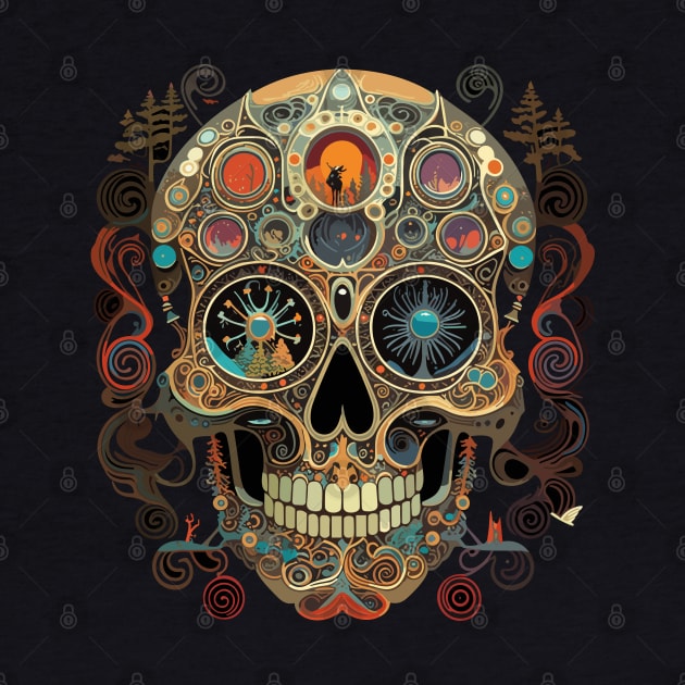 Halloween Day of the Dead Boho Sugar Skull by DanielLiamGill